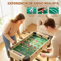 SPORTNOW Futbolín de Mesa de 92 cm con 22 Jugadores 2 Pelotas Marcadores Manuales Mangos Antideslizantes Madera Natural(m-4)
