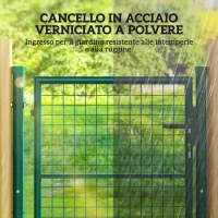 Outsunny Cancello da Giardino in Acciaio 97x150 cm, Cancelletto da Giardino con Serratura, 3 Chiavi, Maniglia e 2 Pali(m-4)