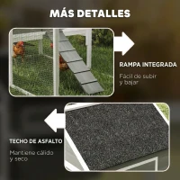 PawHut Gallinero Madera Grande Exterior con 2 Nidos Corral Techo Asfáltico Bandeja Extraíble Rampa 347x160x150 cm Gris Oscuro(m-8)
