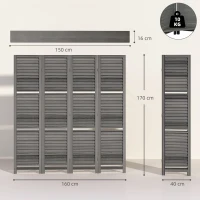 HOMCOM Paravent intérieur 4 Panneaux 160 x 170 cm 3 étagères Pliables séparateur de pièce Portes persiennes Bois de Paulownia(m-3)