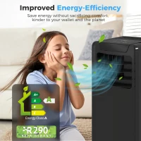 HOMCOM Air Conditioning Unit 10000 BTU, 4-in-1 Portable Air Conditioner with Remote Control, LED Display, 2 Speeds, Black(m-6)