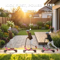 SPORTNOW Electric Scooter for Kids, Foldable E Scooter for Age Age 6+ with LED Display, RGB lights, Up to 16km/h, Pink(m-4)