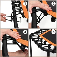 SPORTNOW Fitness-Trampolin, Trainingstrampolin mit verstellbarem Haltegriff, stabil und leise, für drinnen, Stahl, Orange(m-8)