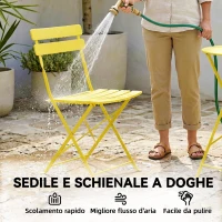 Outsunny Set Bistrò, Tavolo e Sedie Pieghevoli per 2, Giardino, Giallo.(m-7)
