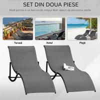 Outsunny Set 2 sezlonguri de Gradina Pliabile, sezlong pentru Plaja din Aluminiu si Textilen, 61x165x63 cm(m-7)