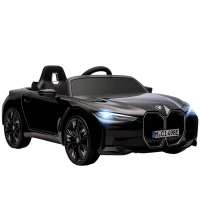 HOMCOM Voiture électrique pour enfants licence BMW I4 12V avec télécommande MP3 Musique Lumières et Ceinture 115x67x45 cm Noir(m-11)