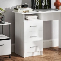 HOMCOM Bureau d'ordinateur avec 3 tiroirs et étagère ouverte, bureau informatique, style moderne, 100 x 40 x 75 cm, blanc(m-9)