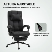Vinsetto Silla de Escritorio Reclinable con Altura Ajustable Reposapiés Reposacabezas y Reposabrazos 66x76x112-120 cm Negro(m-4)