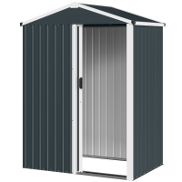 Outsunny Abri de jardin en métal 1,2 m², cabane jardin extérieure, porte coulissante verrouillable et gants, 136x87x179cm, gris