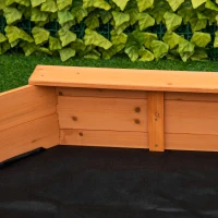 Outsunny Solid Wood Sandbox, Octagonal, 140x140x21.5cm, 4 Benches with Cover Tarp and Non-Woven Groundsheet, UV Protection, Easy to Install, Outdoor Play for Garden, Home, Beach, Orange(m-11)