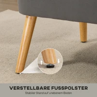 HOMCOM Sofa Retrodesign 2-Sitzer-Sofa, Holzbeine, 117 cm x 56,5 cm x 77 cm, Dunkelgrau(m-7)