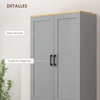 HOMCOM Alacena de Cocina Armario de Almacenaje Multifuncional con 4 Puertas y Estantes Ajustables 60x30x171 cm Gris(m-7)