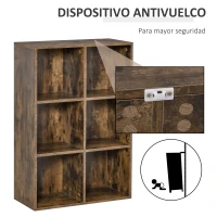 HOMCOM Librería de 3 Niveles Estantería para Libros con 6 Cubos de Almacenaje para Estudio 65,5x30x97,5 cm Marrón Rústico(m-4)
