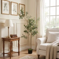 HOMCOM Decorative Artificial Plant, 148 cm Silk Olive Tree with 553 Leaves in Cement Pot, Fake Plant(m-8)
