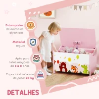 AIYAPLAY Caja de Almacenaje de Juguetes Baúl Juguetes Infantil con Tapa Abatible Asas Estampados de Animales 60x37x39 cm Rosa(m-7)