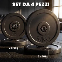 HOMCOM Set di 4 Dischi Pesi, Set Dischi Palestra per Allenamento, Nero(m-4)