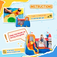 Outsunny 5 in 1 Kids Bouncy Castle Water Slide Large Space Style Inflatable House Trampoline Pool Water Gun Climbing Wall with Air Blower for Kids Age 3-8(m-21)