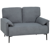 HOMCOM Sofa 2-osobowa, Grube Poduszki, Aksamitna Tapicerka, Kanapa, Czarna