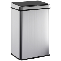HOMCOM Poubelle à Capteur de 40L, Couvercle à Fermeture en Douceur, Poubelle de Cuisine Automatique Acier Inoxydable, Argenté