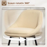 HOMCOM Set 2 Scaune de Bar cu Spătar și Brațe Rotative din Catifea Bej(m-7)