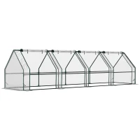 Outsunny Mini Serre de Jardin mini serre tunnel 4 fenêtres avec Zip enroulables Acier PE 140 g/m² Anti-UV 360x90x90cm Transparent(m-12)