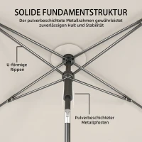 Outsunny Sonnenschirm 183 x 122 cm, Wasserabweisend Balkonschirm mit 3-fach Neigung mit 8 Streben Beige(m-7)