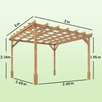 Outsunny 3 x 3 m Wooden Pergola Kit, Decorative Garden Gazebo Shelter with Stable Structure for Climbing Vines, Dark Brown(m-3)