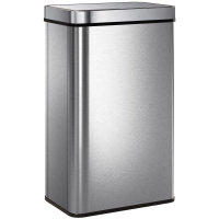 HOMCOM Poubelle à capteur 60 L avec couvercle à fermeture douce, poubelle de cuisine automatique en acier inoxydable, argenté