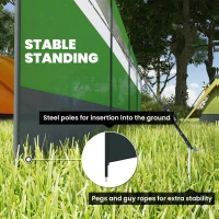 Outsunny Camping Windbreaker with Clear Windows, Carry Bag and Steel Poles, for Beach Caravan Campervan, 725 x 140cm, Army Green(m-5)