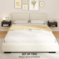 HOMCOM Floating Bedside Tables Set of 2, Wall Mounted Nightstand, Black(m-4)