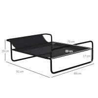 PawHut Raised Pet Bed with Slope Headrest, Washable Breathable Mesh, Foot Pads, for Small, Medium Dogs, 91 x 69 x 29cm(m-3)