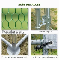 PawHut Gallinero para Exterior Grande de Acero Galvanizado 6,8x3x1,9 m 20,4 m² con Cubierta Tela Oxford y Cerradura Plata(m-6)