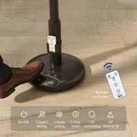 HOMCOM Air Circulator Fan Pedestal Cooling Fan with 3 Speed 3 Mode and Remote Control, 9 Inch, Black(m-4)