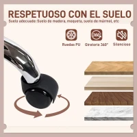 HOMCOM Silla de Oficina Piernas Cruzadas con Asiento Ancho Ruedas Altura Ajustable Doble Acolchado Función Basculante Gris(m-8)