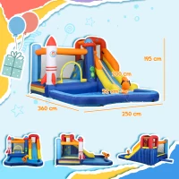 AIYAPLAY 5 in 1 Bouncy Castle for Children with 550W Blower, Water Slide, Splash Pool, Jumping Area, Climbing Wall, Cannon(m-3)