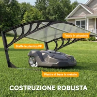 Outsunny Pensilina da Esterno per Tagliaerba Impermeabile e UV 30+, in Alluminio, 100x81x43 cm, Bianco e Nero(m-5)