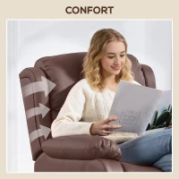 HOMCOM Fotoliu Relax Reclinabil cu 8 Puncte de Masaj, Încălzire și Suport pentru Picioare, 87x97x100 cm, Maro(m-8)