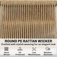 Outsunny Zestaw mebli z polirattanu 5-częściowy, 3 fotele, stolik ze szkła, podnóżek, szerokie i głębokie siedziska, zdejmowane poduszki(m-7)