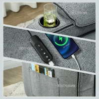 HOMCOM Electric Massage Recliner Armchair with Vibration, Heat, Whisper-Quiet Motor, Memory Function, Velvet Power Reclining Chair with Spring Pack, USB Port, Footrest, Side Pockets, Cup Holders, Grey(m-8)