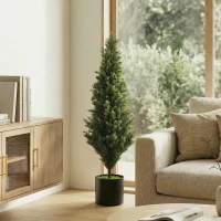 HOMCOM Set of 2 Decorative Artificial Plants Cypress in Weighted Pot, Fake Plant with 1092 Leaves, 120 cm(m-7)