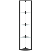 HOMCOM LED Vloerlamp met Glazen Plank Staande Lamp met 3 Helderheidsniveaus en Voetschakelaar voor Woonkamer en Slaapkamer - Zwart