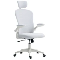 Vinsetto Silla de Oficina de Malla con Respaldo Alto Reposacabezas Ajustable Soporte Lumbar 4D 62x64x120 cm Blanco(m-11)