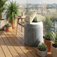 HOMCOM Storage Ottoman Modern Velvet Round Foot Stool for Living Room Bedroom 45 cm Grey(m-9)