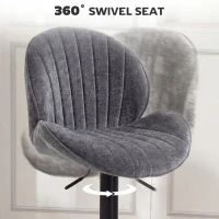 HOMCOM Bar Stools Set of 2, Swivel Barstools with Back, Adjustable Height and Footrest for Kitchen Island, Dining Room, Grey(m-6)