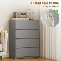 HOMCOM Chest of Drawers, 4-Drawer Storage Cabinets, Modern Dresser, Storage Drawer Unit for Bedroom(m-5)