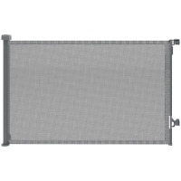 PawHut Barrera de Seguridad para Perros Retráctil Extensible hasta 140 cm de Ancho para Escaleras y Puertas Gris