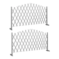 Outsunny 2 Pack Expanding Fence Panels, Wooden Freestanding Garden Fence with Stable Feet, 180 x 30 x 103cm, Dark Grey(m-10)