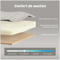 HOMCOM Canapé convertible 2 places 3 en 1, canapé-lit clic-clac, lit gigogne, dossier réglable, 158x85x85cm, marron clair(m-6)