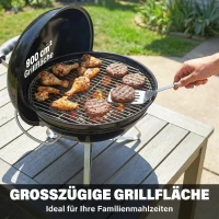 Outsunny Holzkohlegrill Tragbarer Kugelgrill mit Deckel Griff verstellbaren Lüftungsschlitzen für Barbeque 41x41x44 cm Schwarz(m-7)