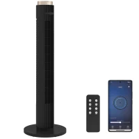 HOMCOM Tower Fan with WiFi App Control, Standing Floor Fan with 3 Speed 4 Modes, 12 Hour Timer and Night Light Black(m-10)